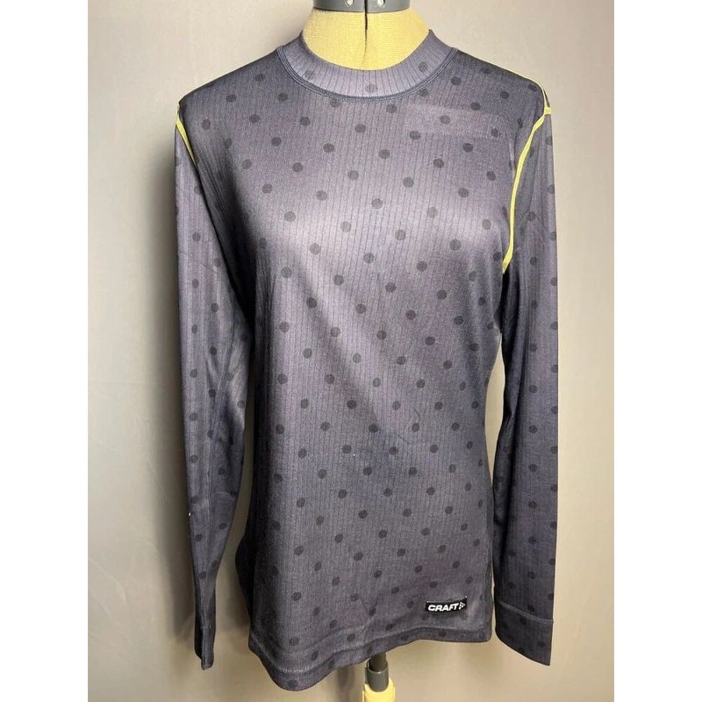 CRAFT Women’s L Gray Polka Dot Long Sleeve Athletic Running Top